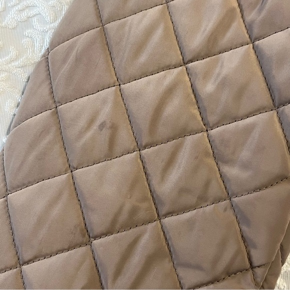 Calvin Klein Quilted Coat In Beige Tan With Faux Fur Trim Hood Size Medium - Picture 10 of 11
